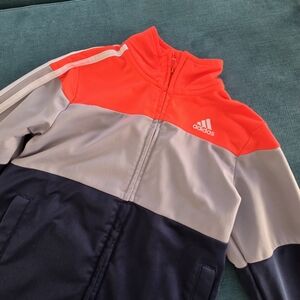 Adidas Kids Colorblock Track Jacket - Neon Orange, Gray, Navy Boys Size 6